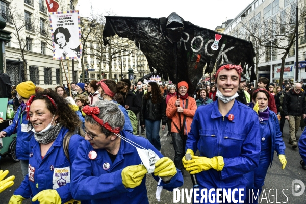 Manifestation contre le 49.3 de la réforme des retraites du 3 Mars 2020, à Paris. Demonstration against pension reform and 49.3.