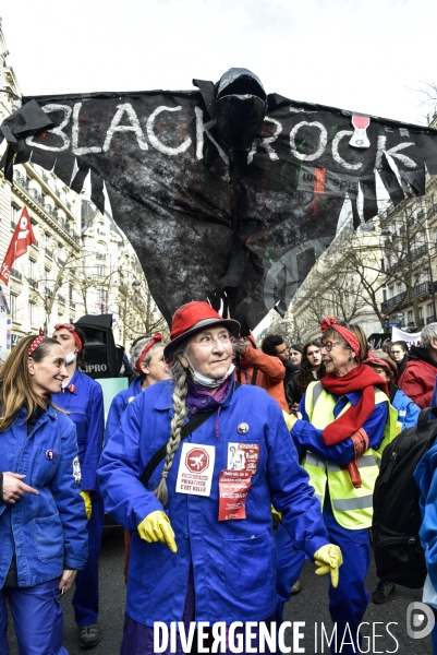 Manifestation contre le 49.3 de la réforme des retraites du 3 Mars 2020, à Paris. Demonstration against pension reform and 49.3.