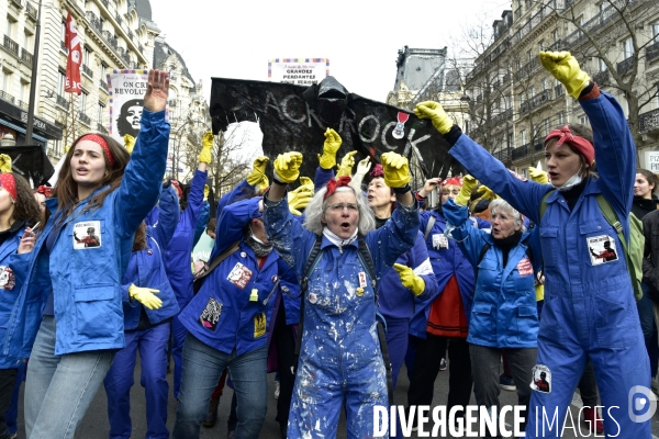 Manifestation contre le 49.3 de la réforme des retraites du 3 Mars 2020, à Paris. Demonstration against pension reform and 49.3.