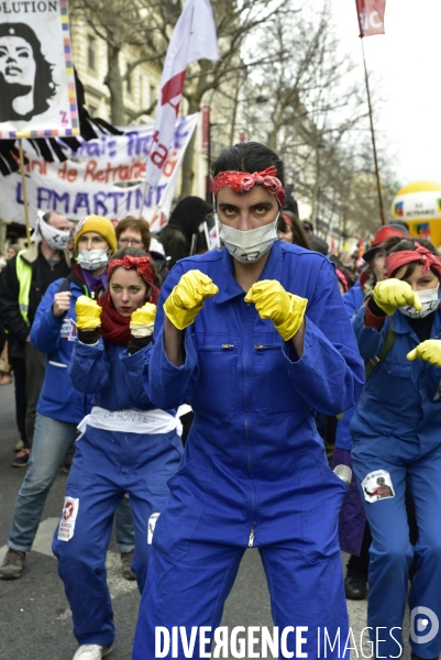 Manifestation contre le 49.3 de la réforme des retraites du 3 Mars 2020, à Paris. Demonstration against pension reform and 49.3.