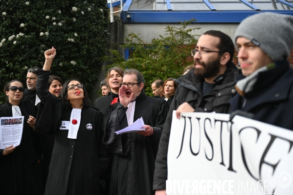 Manifestation des greffiers avocats et magistrats au tribunal de Bobigny