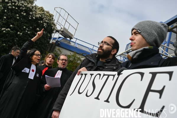 Manifestation des greffiers avocats et magistrats au tribunal de Bobigny