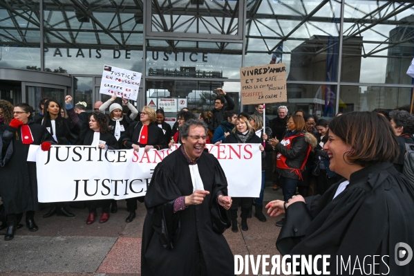 Manifestation des greffiers avocats et magistrats au tribunal de Bobigny