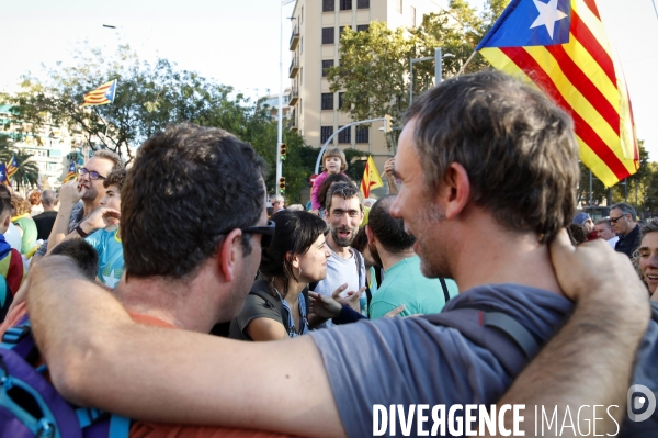 Manifestation dans les rues de barcelone pour la liberation des independantistes incarceres