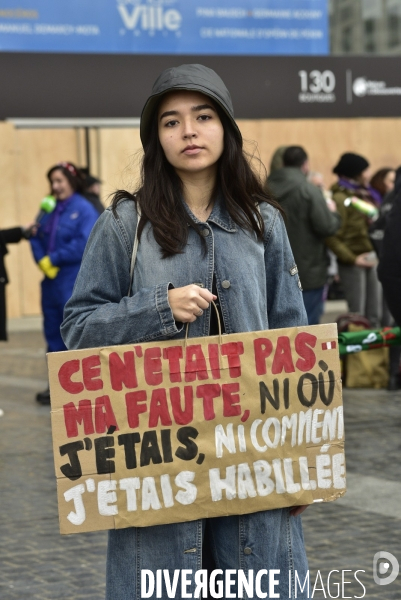 Manifestation féministe à Paris pour la Journée internationale des droits des femmes, le 8 Mars 2020. International women sday in Paris.