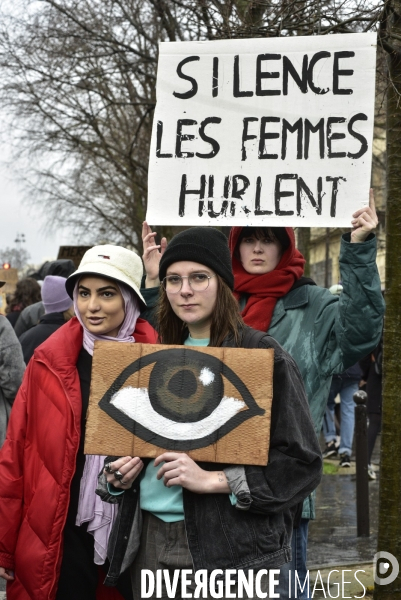 Manifestation féministe à Paris pour la Journée internationale des droits des femmes, le 8 Mars 2020. International women sday in Paris.