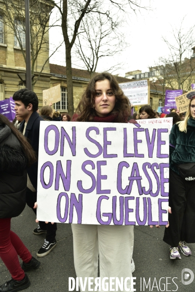 Manifestation féministe à Paris pour la Journée internationale des droits des femmes, le 8 Mars 2020. International women sday in Paris.