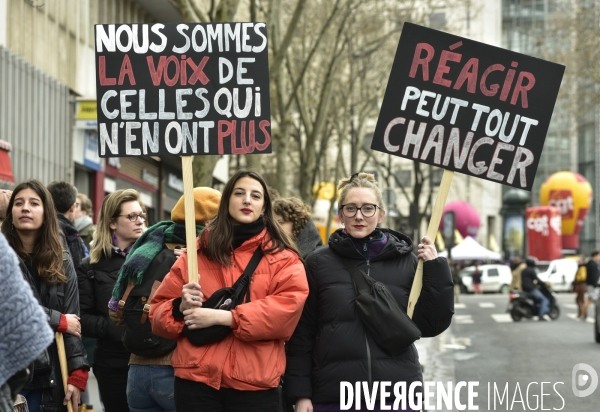 Manifestation féministe à Paris pour la Journée internationale des droits des femmes, le 8 Mars 2020. International women sday in Paris.