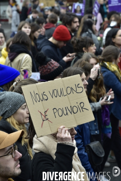 Manifestation féministe à Paris pour la Journée internationale des droits des femmes, le 8 Mars 2020. International women sday in Paris.