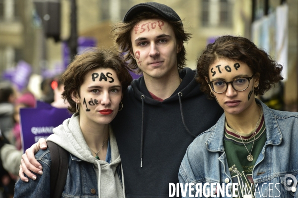 Manifestation féministe à Paris pour la Journée internationale des droits des femmes, le 8 Mars 2020. International women sday in Paris.