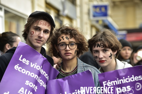 Manifestation féministe à Paris pour la Journée internationale des droits des femmes, le 8 Mars 2020. International women sday in Paris.