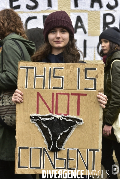 Manifestation féministe à Paris pour la Journée internationale des droits des femmes, le 8 Mars 2020. International women sday in Paris.