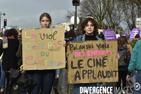 Manifestation féministe à Paris pour la Journée internationale des droits des femmes, le 8 Mars 2020. International women sday in Paris.