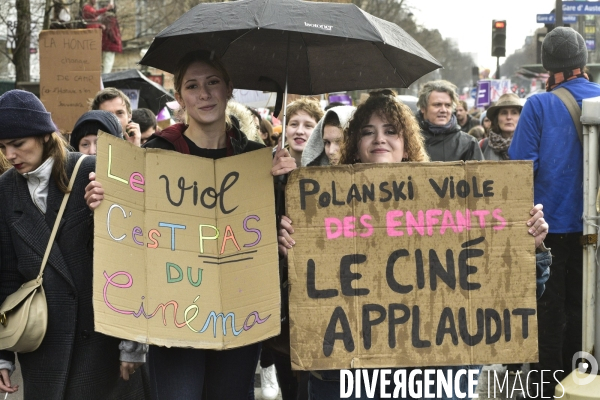 Manifestation féministe à Paris pour la Journée internationale des droits des femmes, le 8 Mars 2020. International women sday in Paris.