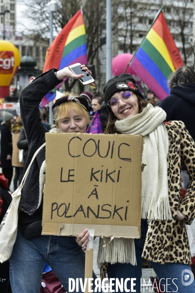 Manifestation féministe à Paris pour la Journée internationale des droits des femmes, le 8 Mars 2020. International women sday in Paris.