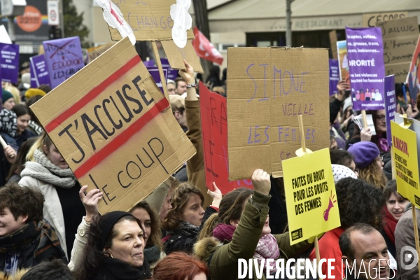 Manifestation féministe à Paris pour la Journée internationale des droits des femmes, le 8 Mars 2020. International women sday in Paris.