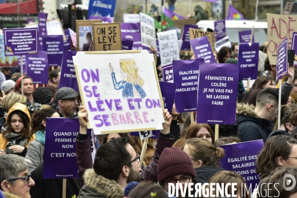 Manifestation féministe à Paris pour la Journée internationale des droits des femmes, le 8 Mars 2020. International women sday in Paris.