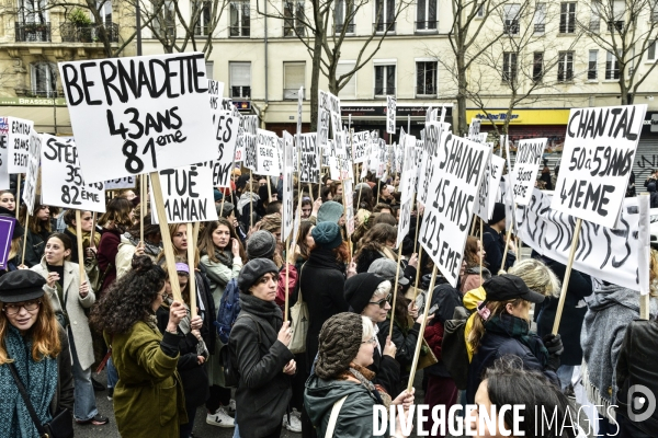 Manifestation féministe à Paris pour la Journée internationale des droits des femmes, le 8 Mars 2020. International women sday in Paris.