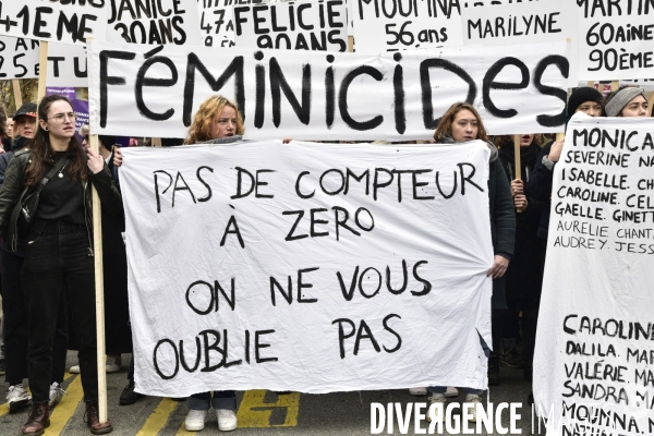 Manifestation féministe à Paris pour la Journée internationale des droits des femmes, le 8 Mars 2020. International women sday in Paris.