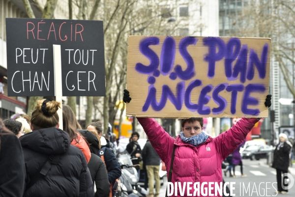 Manifestation féministe à Paris pour la Journée internationale des droits des femmes, le 8 Mars 2020. International women sday in Paris.