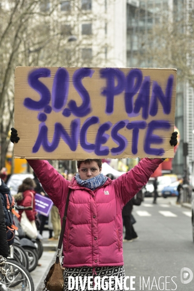 Manifestation féministe à Paris pour la Journée internationale des droits des femmes, le 8 Mars 2020. International women sday in Paris.