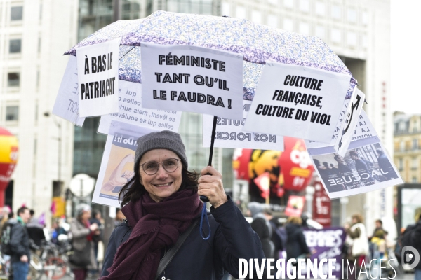 Manifestation féministe à Paris pour la Journée internationale des droits des femmes, le 8 Mars 2020. International women sday in Paris.