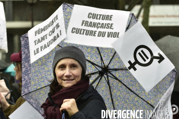 Manifestation féministe à Paris pour la Journée internationale des droits des femmes, le 8 Mars 2020. International women sday in Paris.