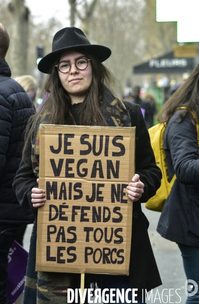 Manifestation féministe à Paris pour la Journée internationale des droits des femmes, le 8 Mars 2020. International women sday in Paris.