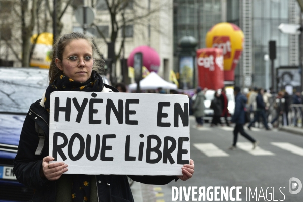 Manifestation féministe à Paris pour la Journée internationale des droits des femmes, le 8 Mars 2020. International women sday in Paris.