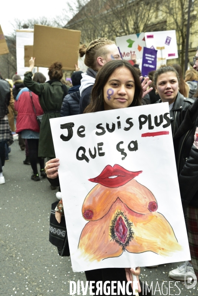 Manifestation féministe à Paris pour la Journée internationale des droits des femmes, le 8 Mars 2020. International women sday in Paris.