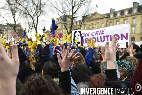 Manifestation féministe à Paris pour la Journée internationale des droits des femmes, le 8 Mars 2020. International women sday in Paris.