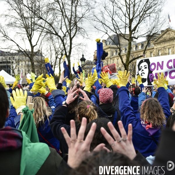 Manifestation féministe à Paris pour la Journée internationale des droits des femmes, le 8 Mars 2020. International women sday in Paris.