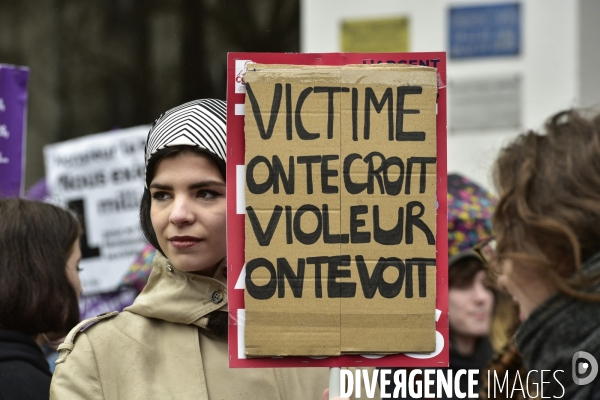 Manifestation féministe à Paris pour la Journée internationale des droits des femmes, le 8 Mars 2020. International women sday in Paris.