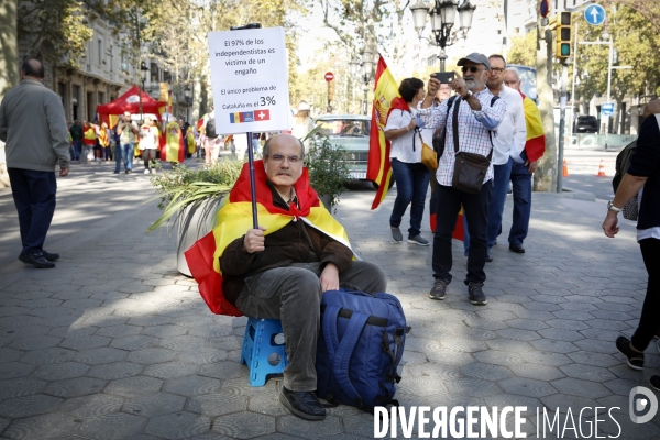 Manifestation au centre de barcelone des anti-independantistes favorables à l unite de l etat espagnol.