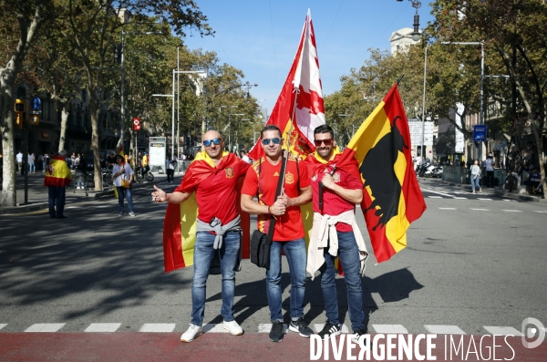 Manifestation au centre de barcelone des anti-ind¢pendantistes favorables à l unit¢ de l ¢tat espagnol.