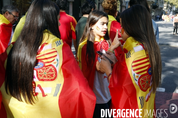 Manifestation au centre de barcelone des anti-ind¢pendantistes favorables à l unit¢ de l ¢tat espagnol.
