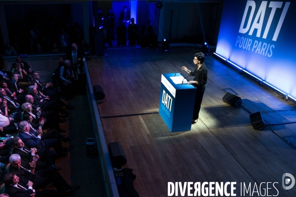 Rachida Dati en meeting salle Gaveau avec Nicolas Sarkozy.