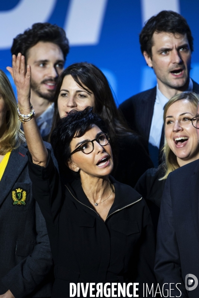 Rachida Dati en meeting salle Gaveau avec Nicolas Sarkozy.