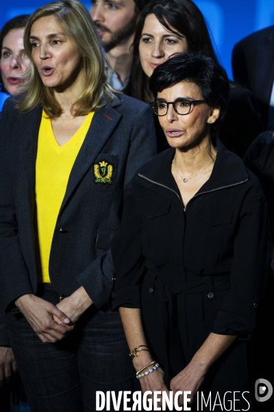 Rachida Dati en meeting salle Gaveau avec Nicolas Sarkozy.