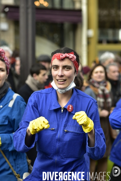 Manifestation féministe à Paris pour la Journée internationale des droits des femmes, le 8 Mars 2020. International women sday in Paris.