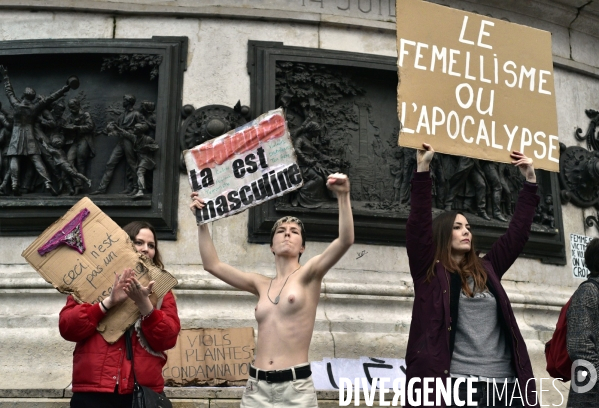 Manifestation féministe à Paris pour la Journée internationale des droits des femmes, le 8 Mars 2020. International women sday in Paris.