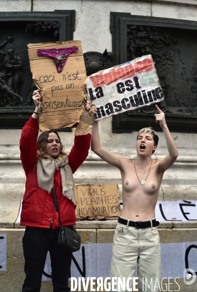 Manifestation féministe à Paris pour la Journée internationale des droits des femmes, le 8 Mars 2020. International women sday in Paris.