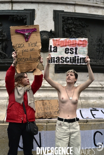 Manifestation féministe à Paris pour la Journée internationale des droits des femmes, le 8 Mars 2020. International women sday in Paris.
