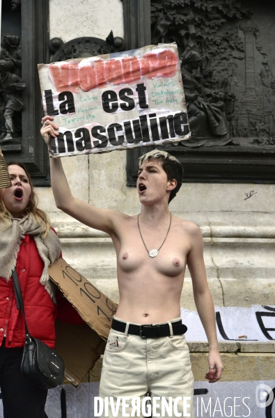 Manifestation féministe à Paris pour la Journée internationale des droits des femmes, le 8 Mars 2020. International women sday in Paris.