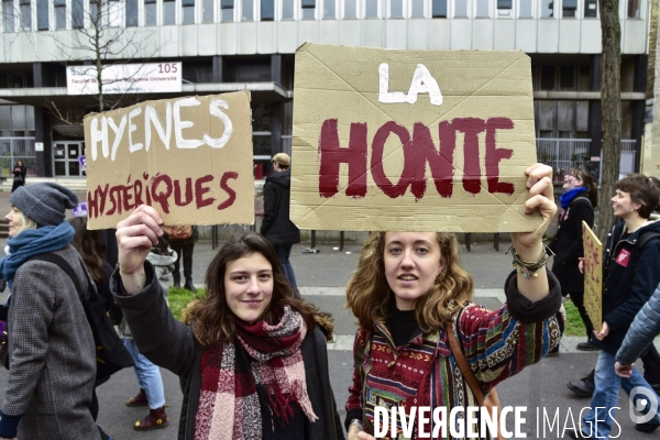 Manifestation féministe à Paris pour la Journée internationale des droits des femmes, le 8 Mars 2020. International women sday in Paris.