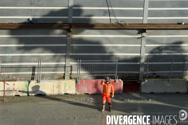 Tunnelier et travaux du Grand Paris Express. Ligne 15.