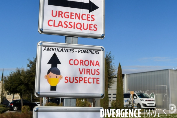 Signalétique coronavirus au centre hospitalier de Valence