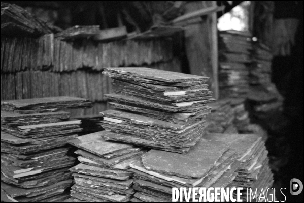 Mines artisanales de la Vallée des Ardoisières à Morzine. Mars 2009.