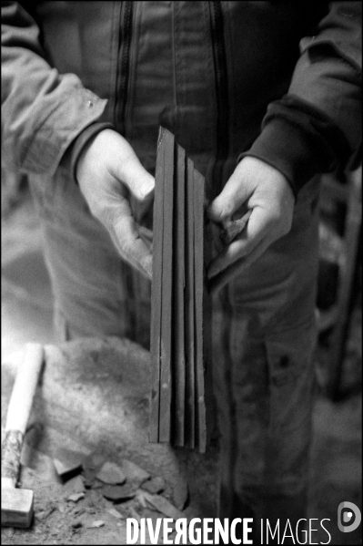 Mines artisanales de la Vallée des Ardoisières à Morzine. Mars 2009.