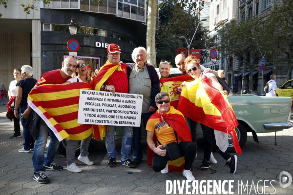 Manifestation au centre de barcelone des anti-ind¢pendantistes favorables à l unit¢ de l ¢tat espagnol.